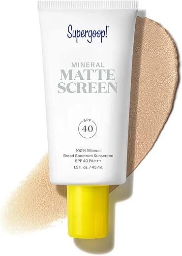 Mineral Mattescreen (SPF 40) – 45 mL – Protetor Solar 100% Mineral, Livre de Óleo – Suaviza a Aparência da Pele, Minimiza Poros - Supergoop!