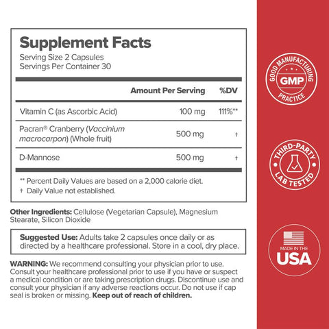 O Positiv - Positiv URO – Suplemento para Saúde do Trato Urinário Feminino, 60 Comprimidos (Pacote com 2) – Vitaminas de Suporte Urinário com Extrato Completo de Cranberry Pacran, D-Manose