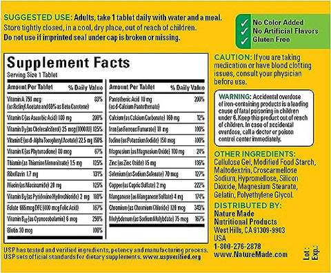 Multi Complete Tablets 130 unidades (Pacote com 5) – Comprimidos Multivitamínicos para uma Vida Saudável - Nature Made