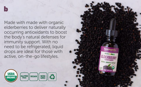 Gotas Líquidas de Sabugueiro, Suplemento Herbal, 30ml - BareOrganics