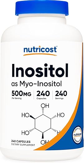 Inositol 500mg – 240 Cápsulas Veggie, Sem OGM, Sem Glúten (Myo-Inositol) - Nutricost