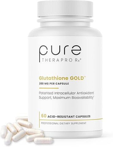 Pure Therapro Rx - S-Acetyl Glutathione GOLD – 60 DRcaps “Resistente ao Ácido” | 200mg por Cápsula | Forma Acetilada Patenteada de Glutationa (Emothion®) | Suprimento de 2 Meses | ZERO Preenchedores / Agentes de Fluxo |