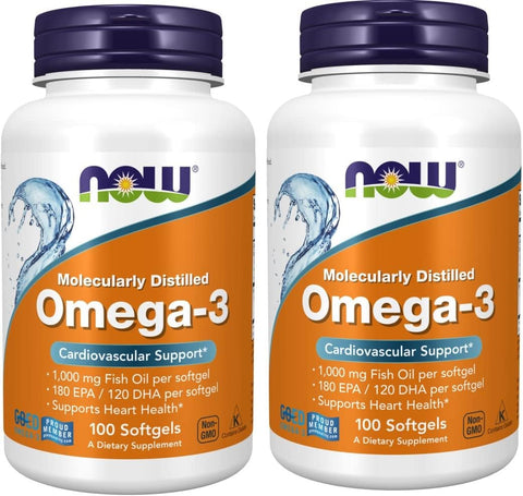 NOW Foods - Now Omega-3 2000mg, 100 Unidades (Pacote com 2) – Ômega 3 de alta potência