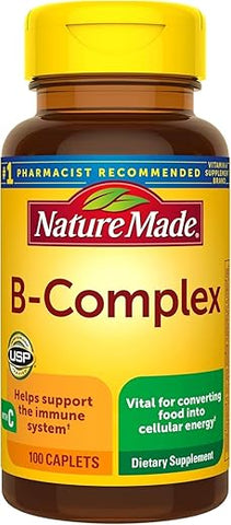 Complexo de Vitaminas B-100 Equilibrado – 60 comprimidos (Pacote com 4) - Nature Made
