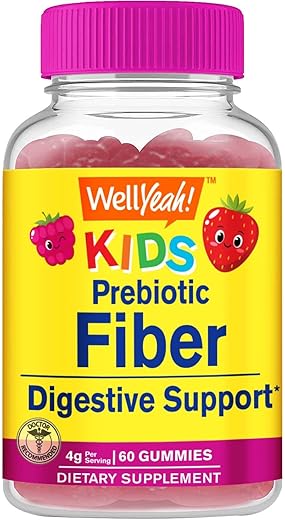WellYeah - Gomas de Fibra Prebiótica para Crianças – Suporte ao Sistema Digestivo, Recomendado por Médicos – Amigáveis ao Veganismo e Livres de Glúten – Livres de Transgênicos – Deliciosos Sabores de Frutas Vermelhas – 60 Unidades