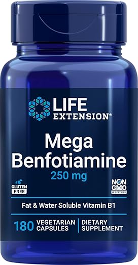 Mega Benfotiamine 250mg – 180 Cápsulas Vegetais com Tiamina – Vitamina B1 – Comprar Online - Life Extension