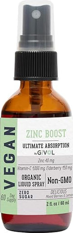 GIVOL - Mistura de ZINCO Orgânico 100 mg (Extra Forte) – Sem Açúcar com VIT C e Extrato de Sabugueiro – Spray Líquido Vegano para Crianças e Adultos – Absorção Fácil – Não-OGM – (60 ml) 60 g
