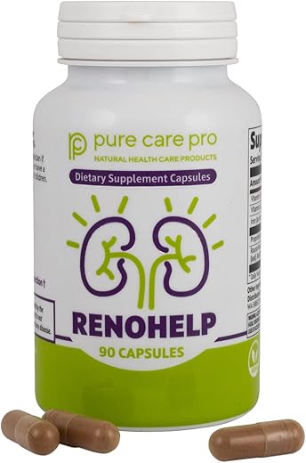 Pure Care Pro - Renohelp – Suplemento Natural Poderoso para Suporte Renal, Função Renal Saudável, Níveis de Creatinina e Filtração Glomerular, Vegano