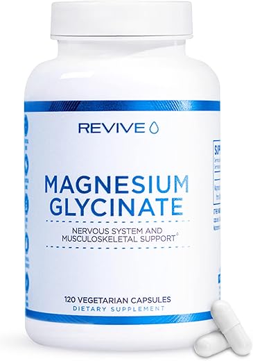 Cápsulas de Magnésio Glicinato Puro 200mg por Revive MD – Suplemento de Alta Absorção para Relaxamento