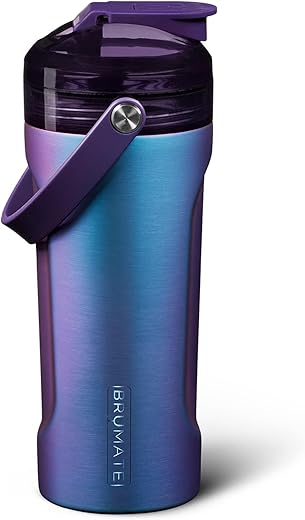 MultiShaker Blender Garrafa Shaker | Garrafa de Aço Inoxidável Isolada à Prova de Vazamentos | Garrafa para Proteína e Pré-Treino na Academia | 26oz (Dark Aura) - BrüMate