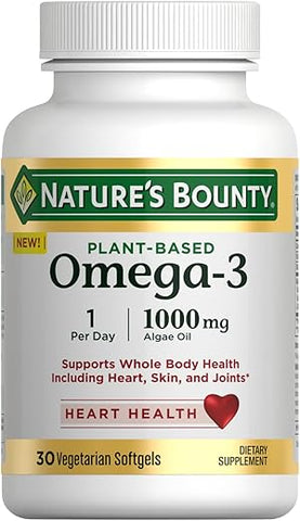 Nature's Bounty - Nature’s Bounty Ômega 3, Suplemento de Ácido Graxo Ômega 3 à Base de Plantas, 520mg, Promove Saúde Integral do Corpo, Incluindo Coração, Pele e Articulações, 30 Cápsulas Vegetarianas, Alternativa ao Óleo de Peixe