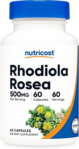 Rhodiola Rosea 500mg – 60 Cápsulas Vegetarianas – Livre de Glúten e Não-OGM – Suplemento de Rhodiola Rosea - Nutricost