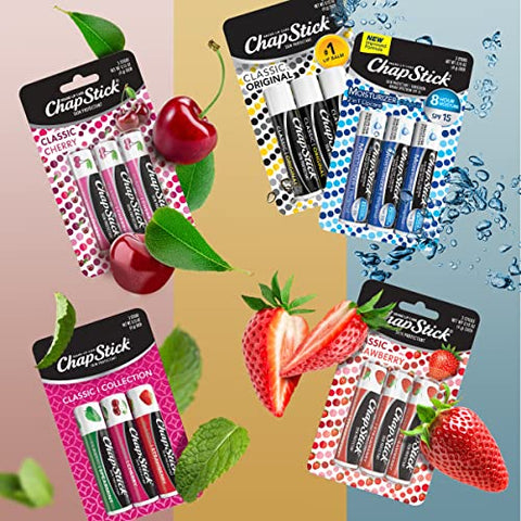 Classic Collection – Pack com 5 Caixas de 3 Tubos de Bálsamo Labial com Sabor, Hidratante Labial – 0,15 oz (7,5 g) - ChapStick