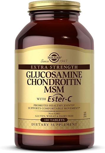 SOLGAR - Solgar Glucosamina Condroitina MSM com Ester-C Extra Forte, 180 Comprimidos – Promove Articulações Saudáveis, Suporta Movimentos Confortáveis