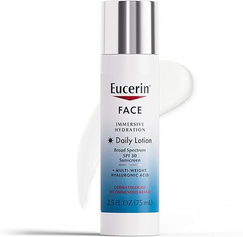 Loção Facial Diária Hidratante Imersiva com FPS 30, Ácido Hialurônico para Suavizar Linhas Finas e Rugas, 75 ml - Eucerin