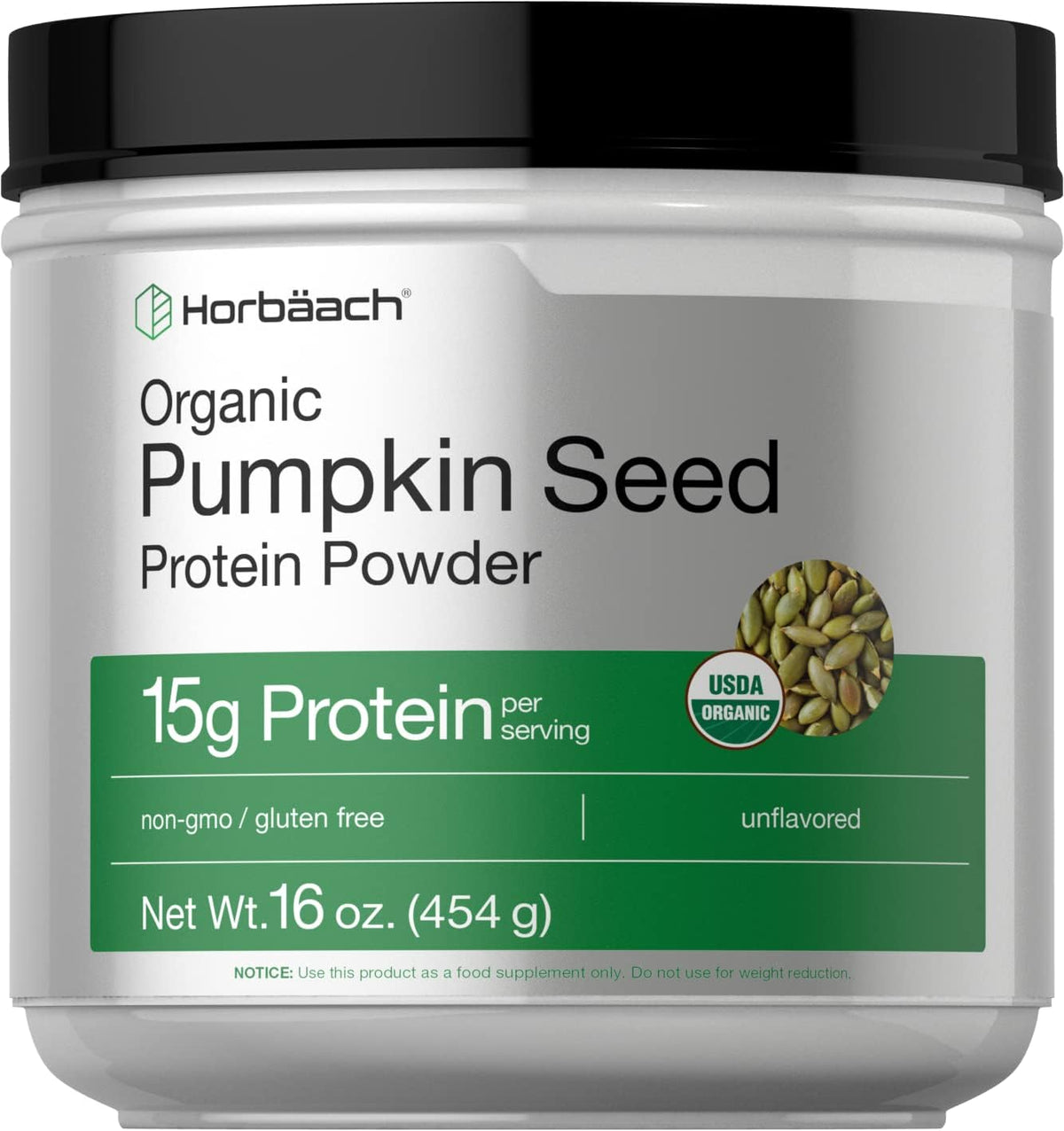Proteína de Semente de Abóbora Orgânica | 454g | Vegetariana, Sem Glúten e Fórmula Não-OGM | Suplemento Keto e Paleo | 15g de Proteína por Porção - Horbäach