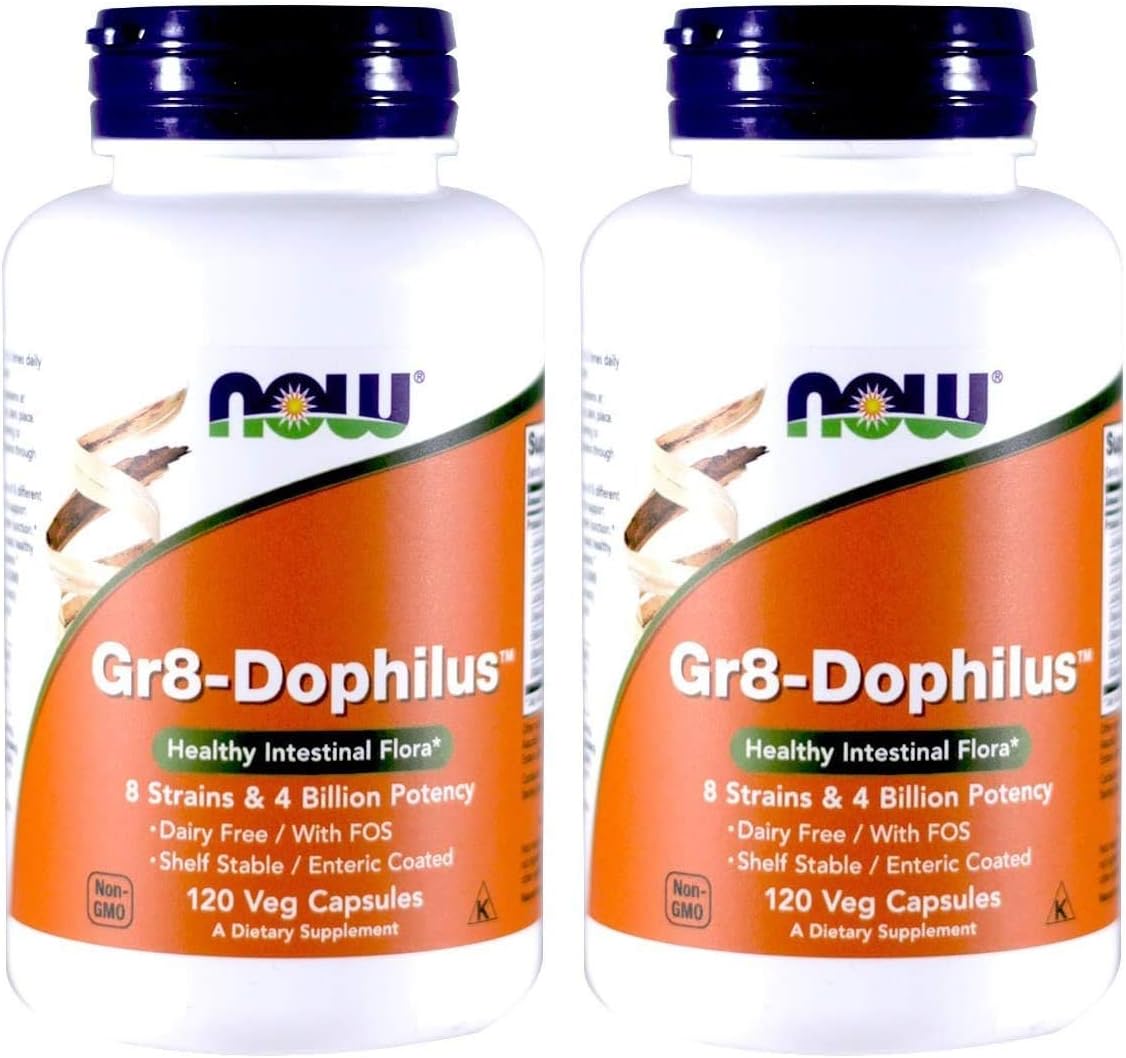 NOW Foods - Now Foods: Gr8-Dophilus Flora Intestinal Saudável, 120 cápsulas vegetais (2 Pacotes)