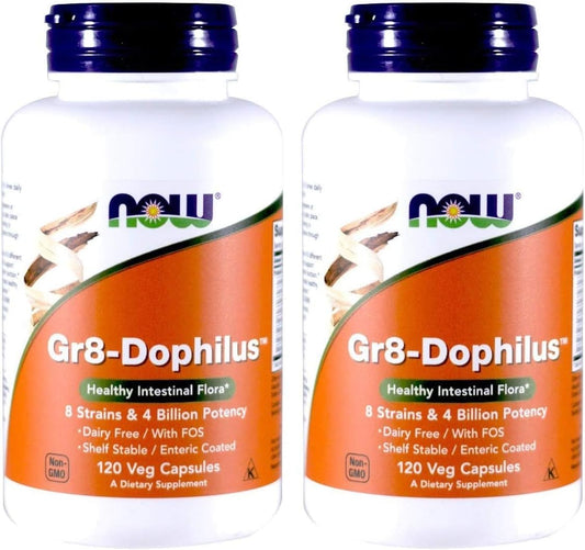 NOW Foods - Now Foods: Gr8-Dophilus Flora Intestinal Saudável, 120 cápsulas vegetais (2 Pacotes)