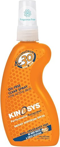 Protetor Solar Infantil KINeSYS FPS 30 Sem Fragrância em Spray Transparente para pele sensível, Hipoalergênico, Proteção UVA/UVB de amplo espectro para o rosto
