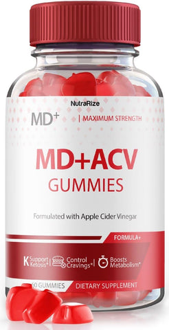 NutraRize - MD ACV Gummies – Gomas de Vinagre de Maçã MD, Gomas de Vinagre de Maçã MD e ACV para Perda de Peso Avançada, Suplemento de Força Máxima, Gomas de Vinagre de Maçã MD, Avaliações de MD Plus ACV (60 Gomas)