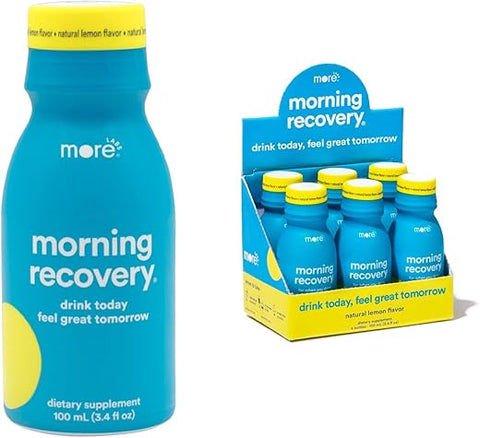 More Labs - Morning Recovery Electrolyte: Bebida de Cardo de Leite com Fórmula Exclusiva para Hidratar Enquanto Bebe para Recuperação Matinal, DHM Líquido Altamente Solúvel, Limão Original, Pacote com 6