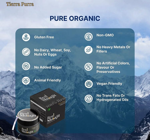 TIERRA PURRA - Shilajit Puro do Himalaia – Resina Orgânica 30g, 60 Porções | Minerais Traços para Metabolismo e Suporte Imunológico