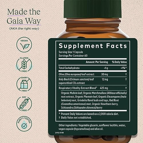 Suplemento Gaia Herbs Mighty Lungs – Suporte Pulmonar para Manter a Saúde dos Pulmões