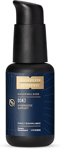 D3K2 Nanoemulsion – Vitamina D3 K2 MK7 Líquida Emulsionada para Saúde do Coração, Ossos e Suporte Imunológico – Bioativa 2500UI para Melhorar - Quicksilver Scientific