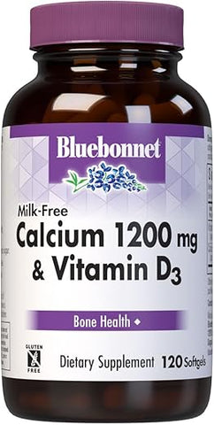 Nutrition – Cálcio Sem Leite 1.200 mg + Vitamina D3 400 UI – Alta Potência, Absorção Máxima – Fortaleça seus Ossos - Bluebonnet