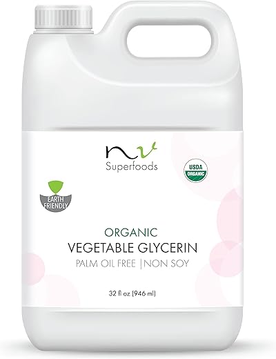 NV Superfoods - Glicerina Vegetal Orgânica – 946 ml – Grau Alimentício USP, 100% Natural, Veículo para Óleos Essenciais, Ideal para Pele e Cabelo