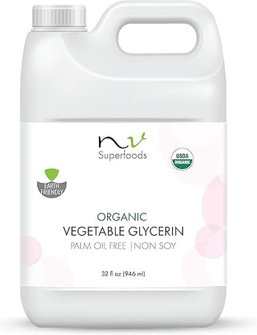 NV Superfoods - Glicerina Vegetal Orgânica – 946 ml – Grau Alimentício USP, 100% Natural, Veículo para Óleos Essenciais, Ideal para Pele e Cabelo