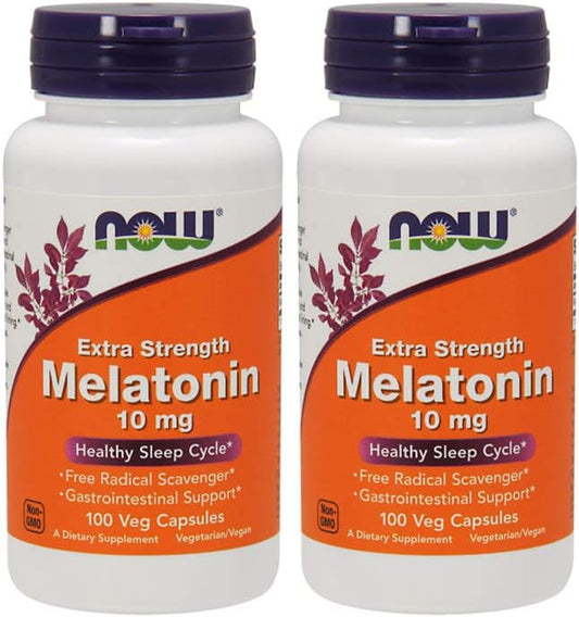 NOW Foods - Now Supplements Melatonina Extra Forte 10 mg 100 Cápsulas Vegetais (Pacote com 2)