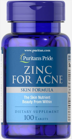 Puritan's Pride - Puritan’s Pride Zinc para Acne – Mineral para a Saúde do Sistema Imunológico – 100 Comprimidos