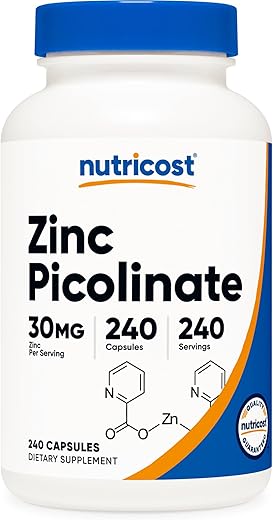 Zinco Picolinato 30mg, 240 Cápsulas – Sem Glúten e Não-OGM | Comprar Online - Nutricost
