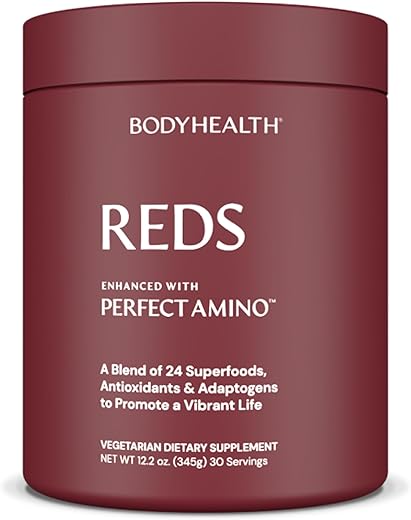 Perfect Reds (30 SVG) Pó de Frutas Vermelhas Superfood para Bebida Antioxidante, Mistura em Pó para Smoothies com Frutas, Vegetais, Superfoods, Fitonutrientes, Fibra e - BodyHealth