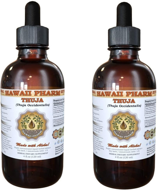 Hawaii Pharm - HawaiiPharm Extrato Líquido de Thuja, Tintura de Folha Seca de Thuja (Thuja Occidentalis), Suplemento Herbal, Fabricado nos EUA, 2×2 fl.oz (60ml)