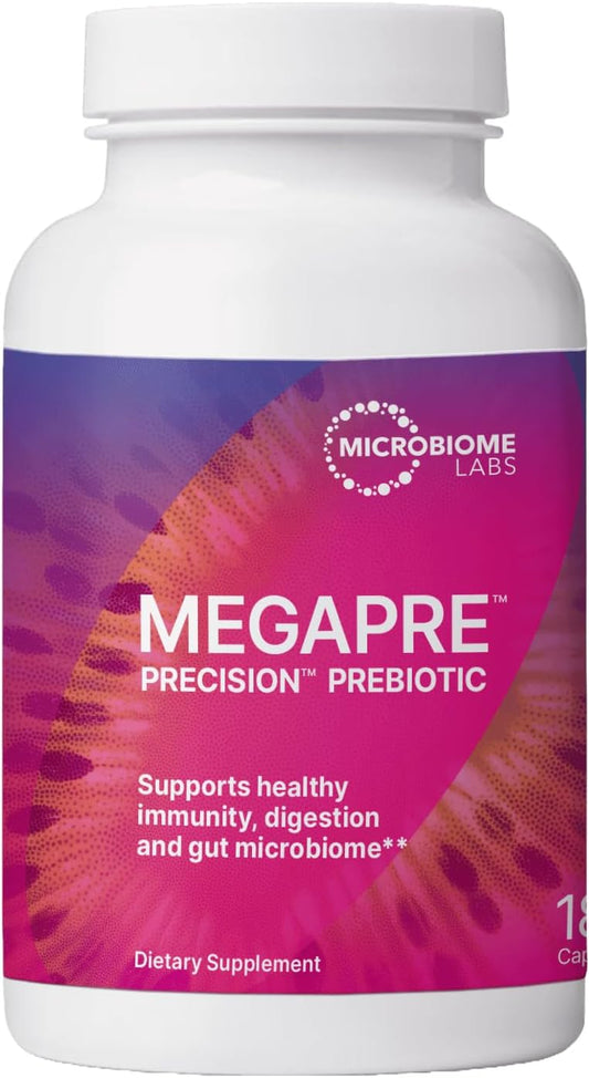 MegaPre – Suplemento de Fibra Prebiótica em Cápsulas Vegetais com Oligossacarídeos Clinicamente Testados – Suporte à Diversidade Microbiana - Microbiome Labs