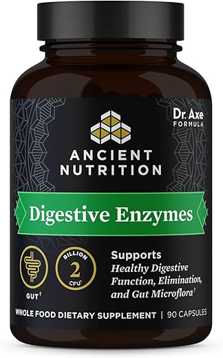 Enzimas Digestivas Ancient Nutrition, Suporte à Saúde Intestinal, Função Digestiva Saudável, 90 Ct