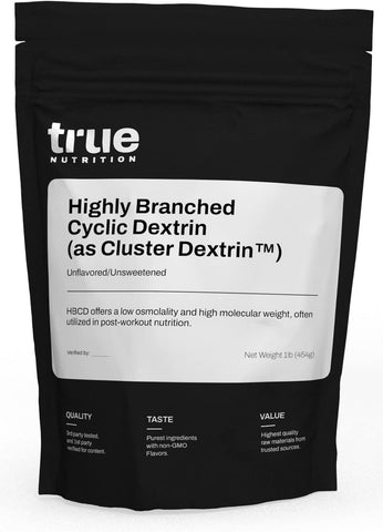 Pó de Carboidrato de Dextrina Cíclica Altamente Ramificada para Energia Durante o Treino e Recuperação Muscular Aprimorada Pós-Treino – Vegano e Não-OGM – Sem Sabor 454g - True Nutrition