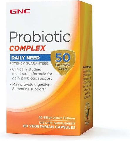 Probiotic Complex Daily Need – 60 Cápsulas, 50 Bilhões de UFCs, Suporte Diário Probiótico - GNC