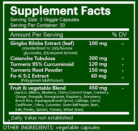 Na'trition - Natrition Brain Booster – Ginkgo Biloba, Cúrcuma, Cistanche Tubulosa, Extrato de Fo-ti – Suporte Antioxidante Natural para Função Cerebral – Clareza, Foco e Melhora da Memória – Marca Natrition