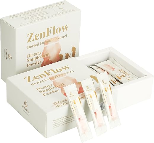 Zeroality - ZenFlow: Suplemento de Suporte ao PMS e Menstrual, Fórmula Herbal Tradicional Chinesa, Promove um Útero Saudável, Função Urogenital, Saúde Feminina (64 Pacotes – 2 Caixas)