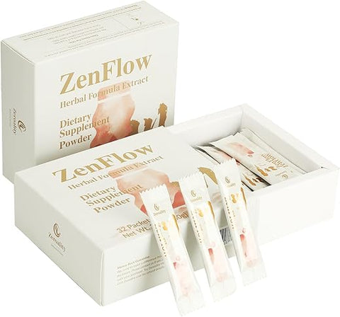 Zeroality - ZenFlow: Suplemento de Suporte ao PMS e Menstrual, Fórmula Herbal Tradicional Chinesa, Promove um Útero Saudável, Função Urogenital, Saúde Feminina (64 Pacotes – 2 Caixas)