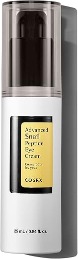 Creme para os Olhos COSRX Snail Peptide com 73,7% de Mucina de Caracol e Niacinamida – Creme Noturno Coreano Iluminador para Linhas Finas e Olheiras