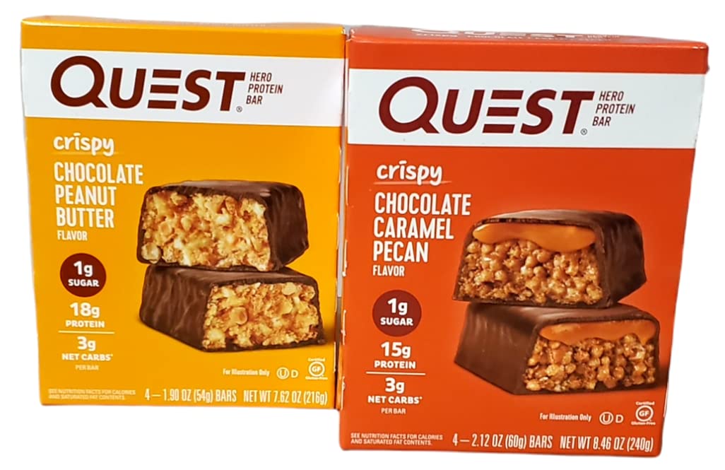 Generic - Pack Quest Hero Barra de Proteína – 1 Pacote Sabor Crocante de Manteiga de Amendoim e Chocolate – 4 Barras – 54g cada – Peso Líquido 216g
