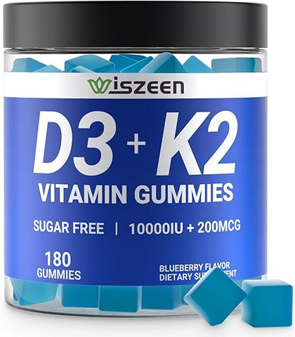 Wiszeen - Gomas de Vitamina D3 K2 sem açúcar, Vitamina D3 10000iu