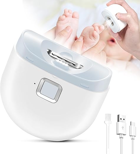 KAZLIE - Cortador de Unhas Automático, Aparador de Unhas Elétrico para Bebês com Luz, 2 Modos de Velocidade, Baixo Volume, Armazenamento de Unhas Cortadas, Lixa de Unha Elétrica Recarregável por USB para Crianças, Adultos, Idosos