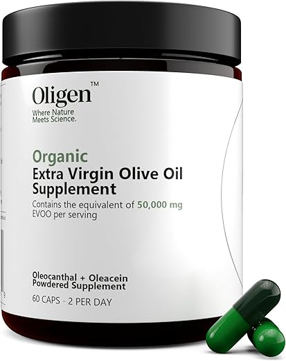 Suplemento Patenteado de Oleocanthal Rico em Polifenóis do Azeite Extra Virgem para Saúde Cerebral, Cardíaca, Longevidade e Regulação Celular – 60ct - Oligen