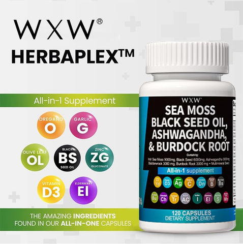 Sea Moss, Óleo de Semente Negra, Ashwagandha – Benefícios Naturais para Saúde e Bem-Estar | WXW® - WXW