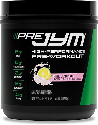 JYM Supplement Science - PRE JYM 30 Porções – Limonada Rosa | Energético Pré-Treino | Fórmula Avançada | 300g